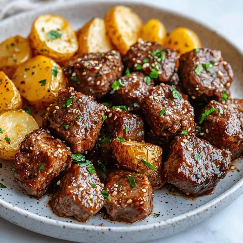 Slow Cooker Garlic Butter Beef Bites and Potatoes – Hearty &amp; Flavorful Crockpot Recipe (PDF Download)