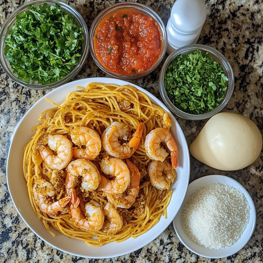 Spicy Garlic Shrimp Pasta Recipe – Printable Digital Download | Quick &amp; Flavorful Dinner