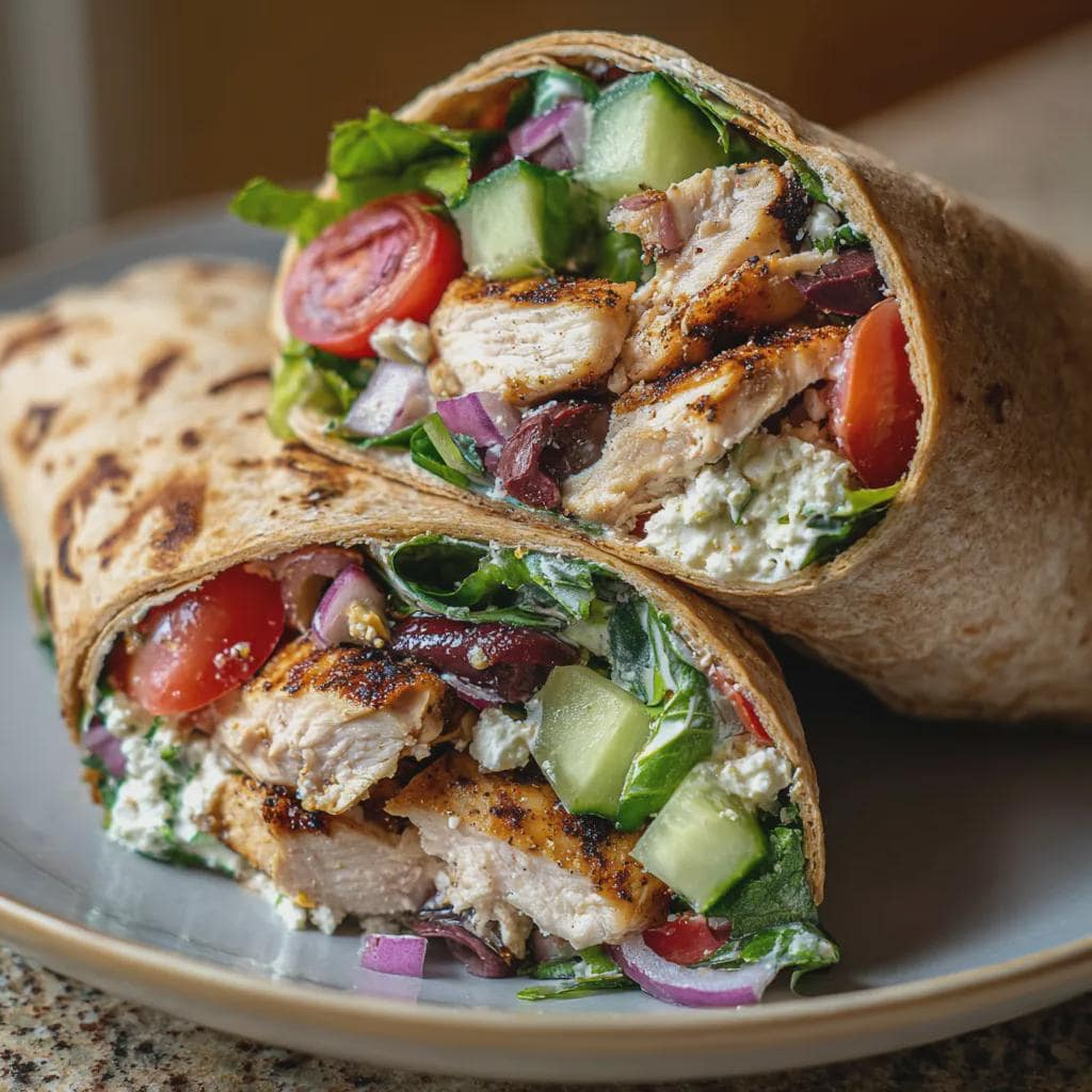 High-Protein Mediterranean Chicken &amp; Veggie Wraps (Printable Recipe PDF)