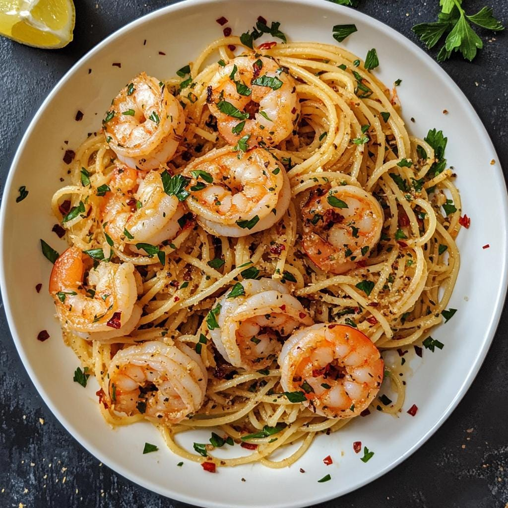 Spicy Garlic Shrimp Pasta Recipe – Printable Digital Download | Quick &amp; Flavorful Dinner