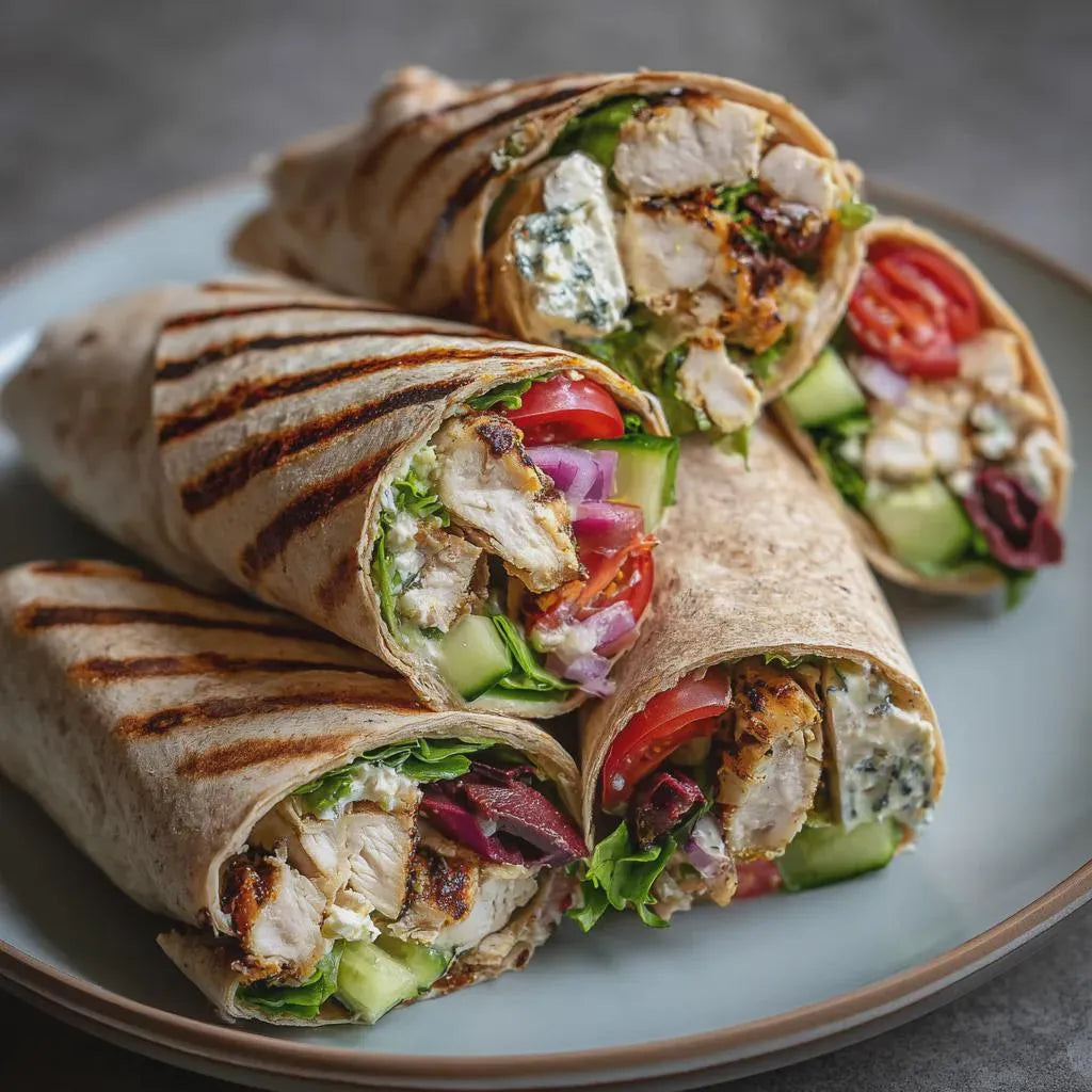High-Protein Mediterranean Chicken &amp; Veggie Wraps (Printable Recipe PDF)